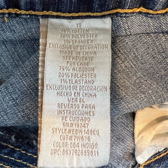 Phat Fashions Women's Dark Wash Distressed Stretchy Denim Blue Jeans Size 15 - Picture 8 of 11